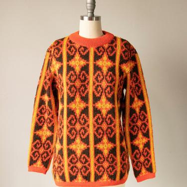 1970s Sweater Wool Knit Norwegian S / XS 