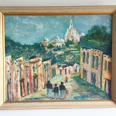 Original Signed Painting Village and Temple 