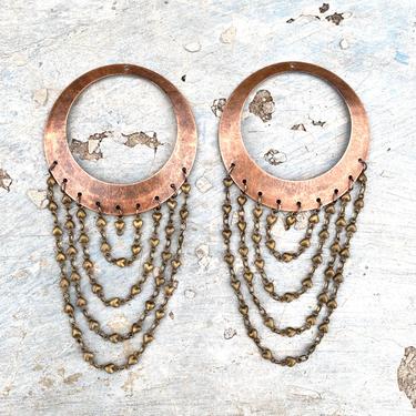 Metal Heart Earrings, Bronze Hoop Earrings, Valentine Heart Earrings by LoveYourLookVintage
