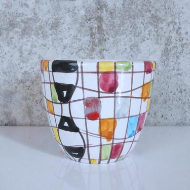 Bitossi Wobbly Mondrian Small Flower Pot / Vase - Aldo Londi Design from Italy 