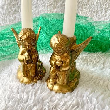 Brass Candle Holders, Angels Cherubs, Holidays, Candlesticks, Sustainable Living, Vintage Home Decor 