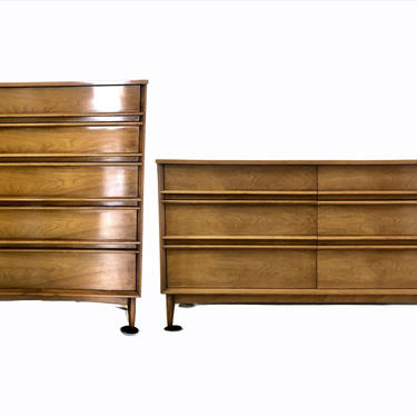 Free and Insured Shipping within US - Vintage Mid Century Modern Dresser Cabinet Storage Drawers Set 
