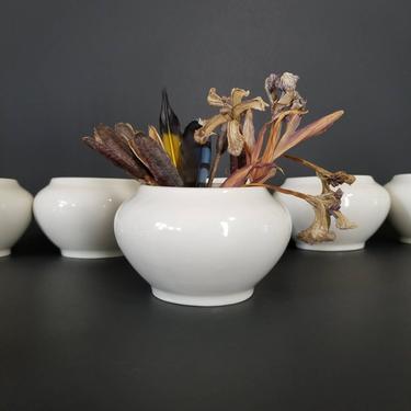 Vintage White Vase / Small Hall Pottery Planter 3&amp;quot; / Ceramic Potion Jar / Succulent Jardiniere Flower Pot / Multi Purpose Minimalist Vase 