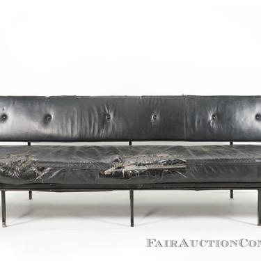 Knoll Attributed Steel Framed Leather Sofa