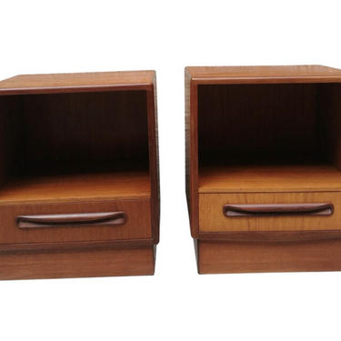 Free Shipping Within US - Pair of Danish Style Rosewood Mid Century Modern End Table Stand with One Drawer 