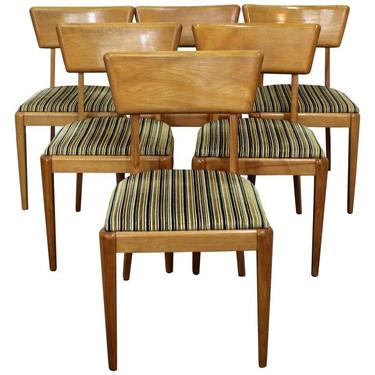 Heywood Wakefield Dining Chairs, Mid-Century Modern, Set of 6 Champagne Dining Chairs 