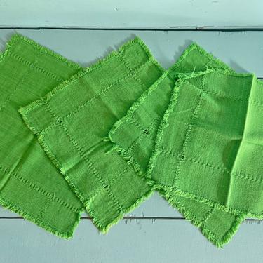 Vintage Green Placemats In Lime Green, Set of 4 // Green Dinner Placemats // Retro, Boho, Rustic Placemats For Wedding, Birthday 