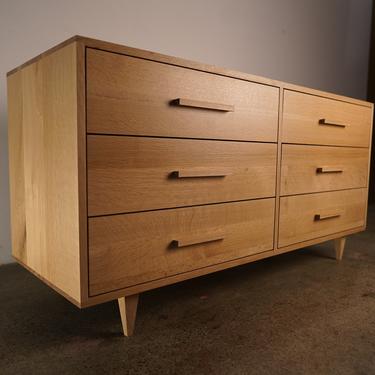 Lowboy Dresser, 6 Drawers, Mid-Century Dresser, Modern Lowboy, 6 Drawer Lowboy, Solid Hardwood Dresser (Shown in White Oak) 