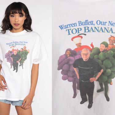 Warren Buffett Shirt Our New Top Banana Graphic Tee Shirt 90s Vintage Tshirt 1990s Slogan Shirt Large xl l 