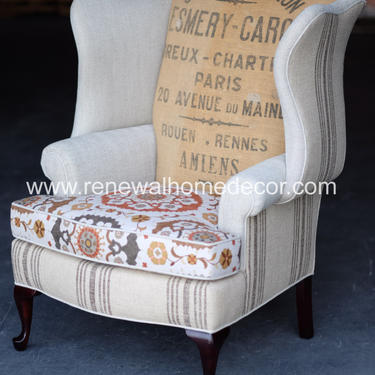 Custom Order - Upholstered custom wingback &amp;quot;Cathy's Custom Vintage French Wingback&amp;quot; - SOLD 