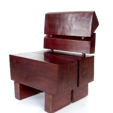 Sculptural Low Brazilian Rosewood Modernist Chair 