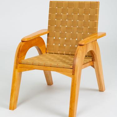 Bauhaus-Style Maple Lounge Chair with Nylon Webbed Seat