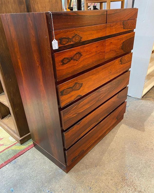 Rosewood midcentury chest of drawers, 36”L x 18”W x 43”T