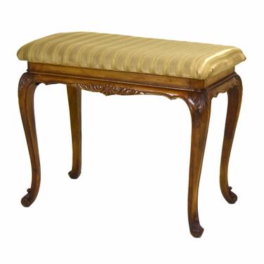 Vintage 1920’s French Style Carved Mahogany Piano Bench Occasional Stool 