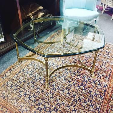 Italian Brass and Glass top coffee table. $250