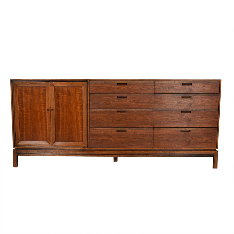71&#8243; Thin-Edged Mid Century Walnut Dresser \/ Sideboard