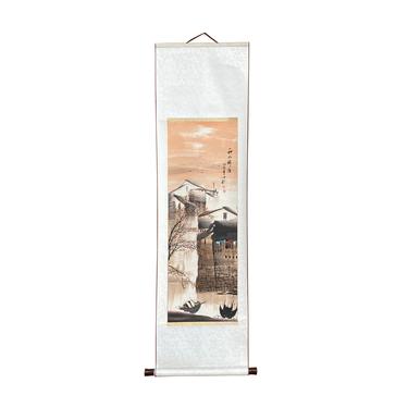 Chinese Color Ink Waterside Village Scroll Painting Wall Art ws1882E 
