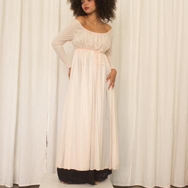 1960s Pale Blush Empire Waist Dressing Gown 