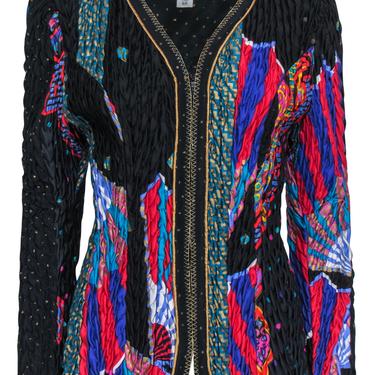 Jeanne Marc Collection - Vintage Multi-Colored Printed Quilted Zip-Up Jacket Sz XS