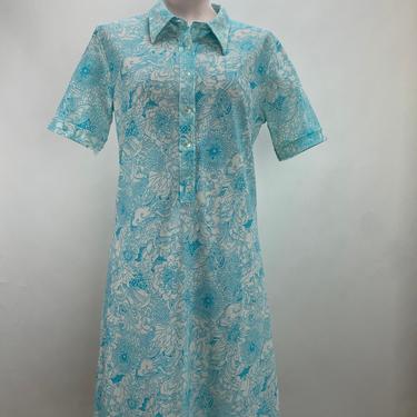 1960'S Mod MINI DRESS - Sixties Flower Power Print - Jersey Knit - Made in Finland - Size Medium - NOS / Dead-Stock 