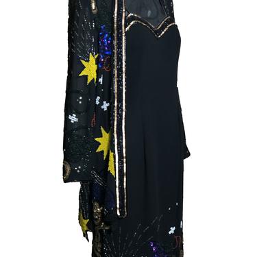 Fabrice 80s 2 Piece Black Sequin Fantasy Party Dress