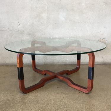 Round Mid Century Glass Coffee Table