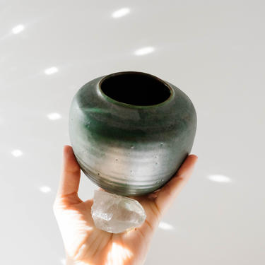 Mid Century Green Studio Pottery Vase // Handmade in Germany 