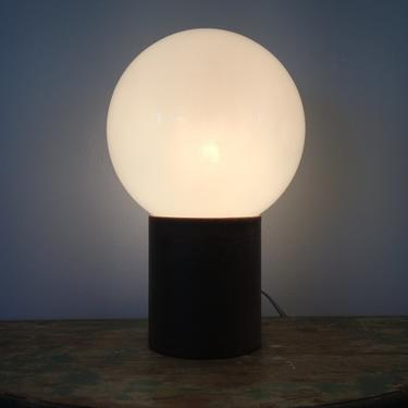 Mid Century Modern Leather Globe Table Lamp 