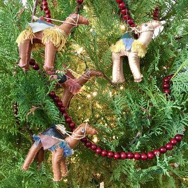 Vintage Ornaments - Set of 5, Homemade - Camels - vintage, ornaments, animal decor, Christmas decor, leather, diy decor, vintage style 