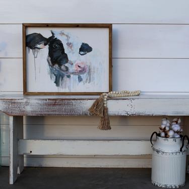 Rustic White Distressed Wood Bench