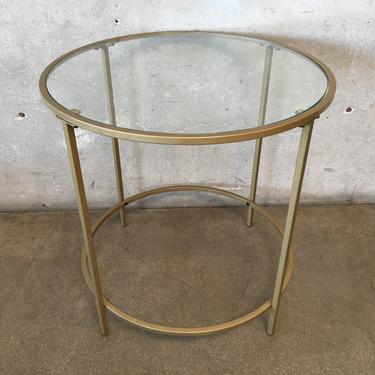 Round Gold Side Table With Glass Top