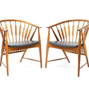 Pair of Kipp Stewart for Drexel Walnut Chairs