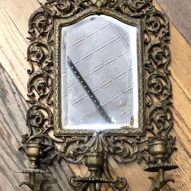 Circa 1900 Bradley and Hubbard Style Bacchus Mirror and Candle Holder God OfWine