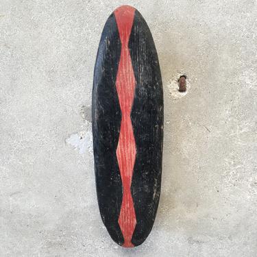 Vintage Homemade Black and Red Skateboard