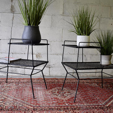 Mid Century Modern IRON PLANT STANDS / End Tables 