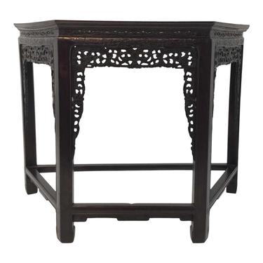 Antique Dark Wood Carved Chinease Console Table