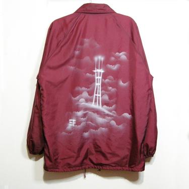 Sutro Airbrushed nylon jacket- burgundy