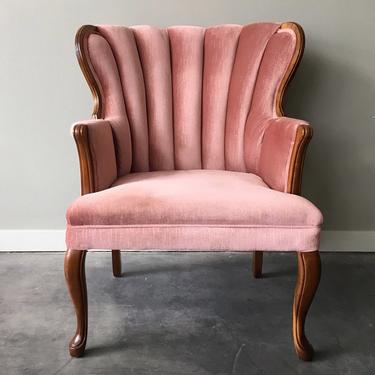 vintage pink channel back chair.