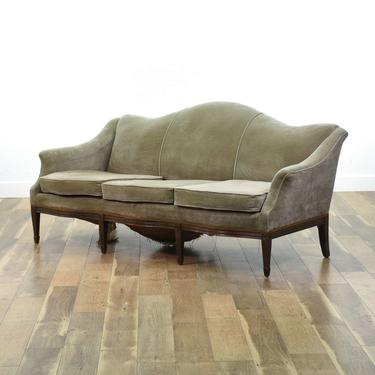 Vintage Empire Revival Grey Velour Sofa