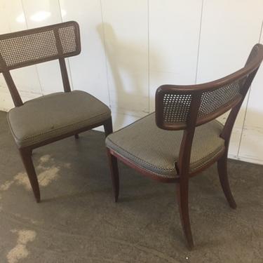 Pair Edward Wormley for Dunbar Caned Back Side Chairs