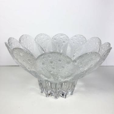 Vintage 1980 Lausitzer Glass Crystal MEDEA Textured Dew Drop & Leaf German Bowl