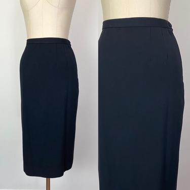 Vintage 1950s Skirt 50s Pencil Skirt Black Forstmann Size Small 