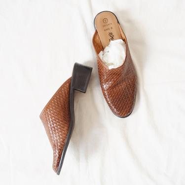 Vintage Woven Leather Mules | 1990s Mules | US 9 EU 40 