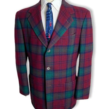 Vintage 1950s MCGREGOR Wool Tartan Plaid Blazer ~ 39 R ~ sport coat / jacket ~ 38 to 40 R ~ Patch Pockets 