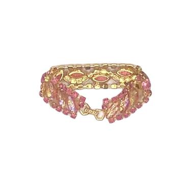 1960S Juliana Bubble Gum Pink  Gold Gemstone Studded Bracelet 