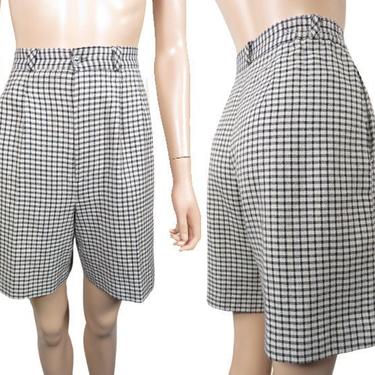 Vintage 90s Pleat Front High Waisted Plaid Shorts Size S/M 
