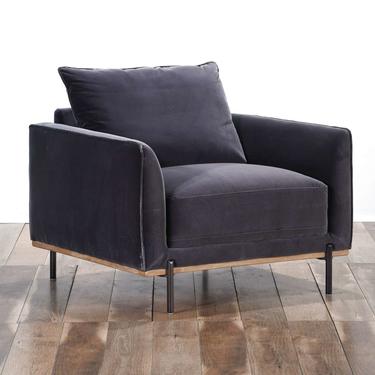 Contemporary Grey Velour Lounge Armchair 2