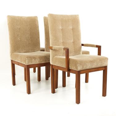 Dillingham Mid Century Walnut Tufted Dining Chairs - Set of 4 - mcm 