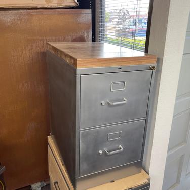 Metal Filing Cabinet 2-Drawer Refinished Legal size / Wood Top / industrial cabinet / metal filing cabinet / rustic office furniture 