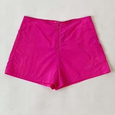 Florescent Pink Zip-Up Shorts